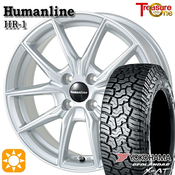 【取付対象】ハスラー ソリオ 165/60R15 77H ヨコハマ ジオランダーX-AT G016 トレジャーワン ヒューマンライン HR1 シルバー 15インチ 4.5J 4H100 サマータイヤホイールセット