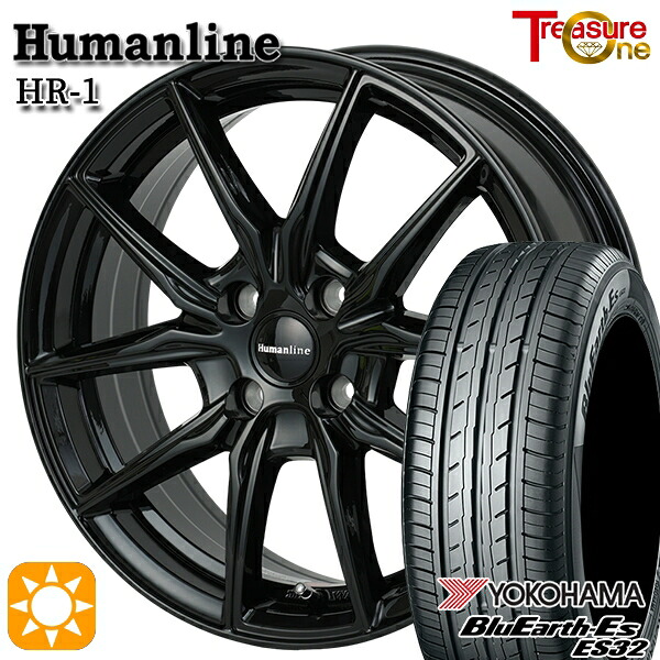 【取付対象】ライズ ロッキー 195/65R16 92V ヨコハマ ブルーアース ES32 トレジャーワン ヒューマンライン HR1 ブラック 16インチ 6.0J 4H100 サマータイヤホイールセット |格安タイヤホイールジャストパーツ