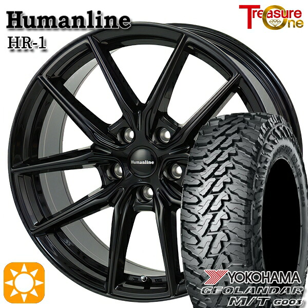 【取付対象】225/70R16 103S ヨコハマ ジオランダーM/T G003 トレジャーワン ヒューマンライン HR1 ブラック 16インチ 6.5J 5H114.3 サマータイヤホイールセット