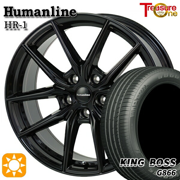 【取付対象】リーフ レヴォーグ 215/50R17 95W XL キングボス G866 トレジャーワン ヒューマンライン HR1 ブラック 17インチ 7.0J 5H114.3 サマータイヤホイールセット