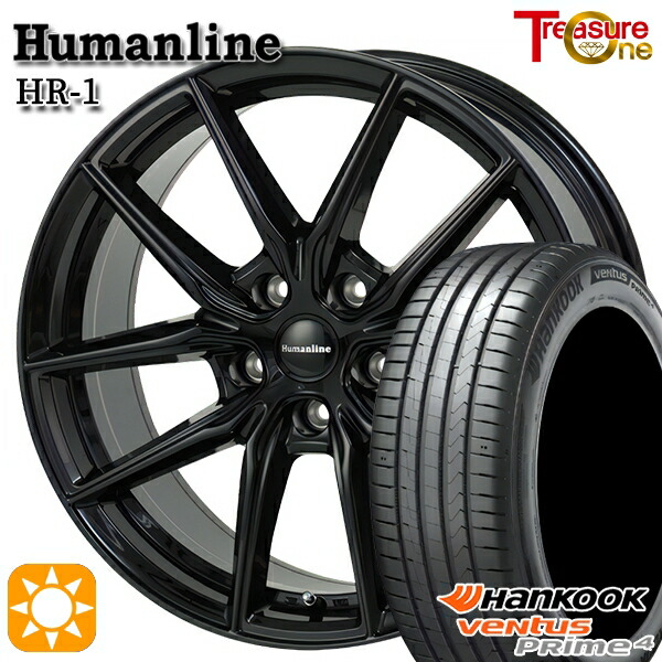 【取付対象】プリウスα ストリーム 205/60R16 96V XL ハンコック veNtus PRime4 K135 トレジャーワン ヒューマンライン HR1 ブラック 16インチ 6.5J 5H114.3 サマータイヤホイールセット