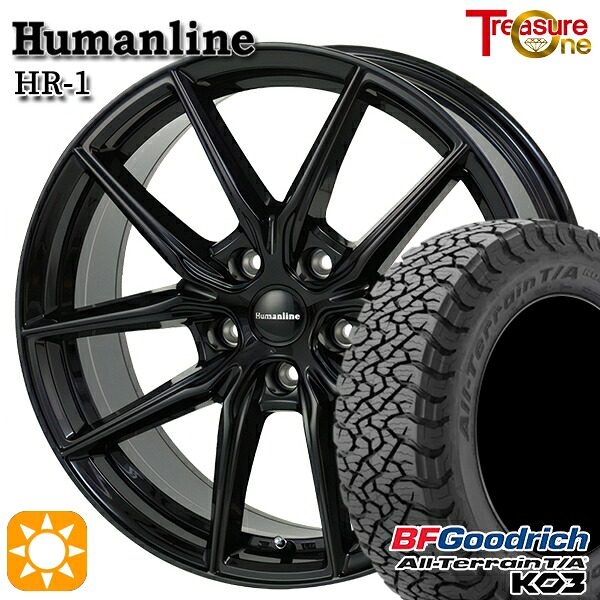 【取付対象】ハリアー エクストレイル 225/65R17 107/103S RBL BFグッドリッチ オールテレーン T/A KO3 トレジャーワン ヒューマンライン HR1 ブラック 17インチ 7.0J 5H114.3 サマータイヤホイールセット |格安タイヤホイールジャストパーツ