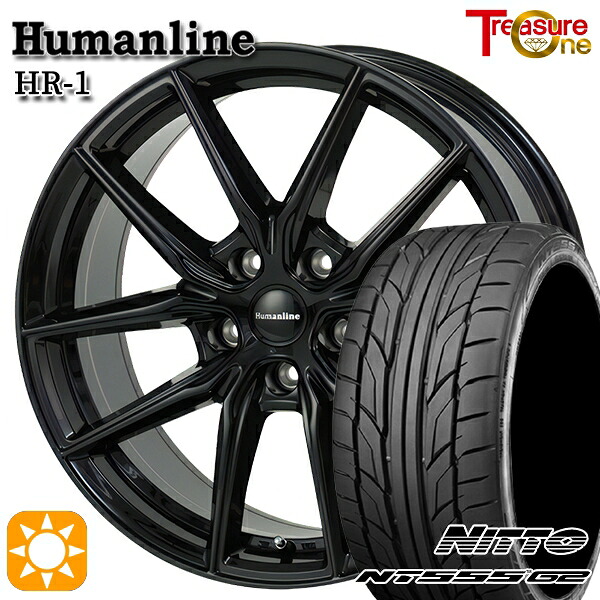 【取付対象】リーフ レヴォーグ 215/50R17 95W XL ニットー NT555 G2 トレジャーワン ヒューマンライン HR1 ブラック 17インチ 7.0J 5H114.3 サマータイヤホイールセット ｜格安タイヤホイールジャストパーツ