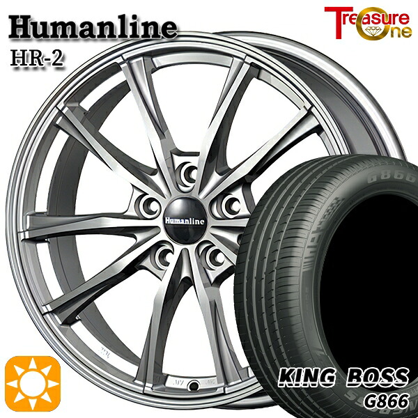 【取付対象】225/50R17 98W XL キングボス G866 トレジャーワン ヒューマンライン HR2 ダークグレー 17インチ 7.0J 5H114.3 サマータイヤホイールセット ｜格安タイヤホイールジャストパーツ