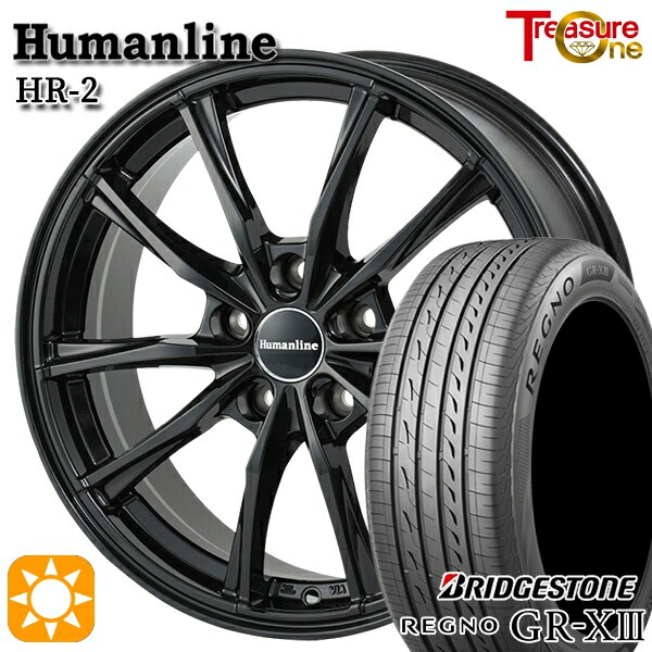 【取付対象】ハリアー アウトランダー 245/45R19 102W XL ブリヂストン レグノ GR-X3 トレジャーワン ヒューマンライン HR2 ブラック 19インチ 8.0J 5H114.3 サマータイヤホイールセット