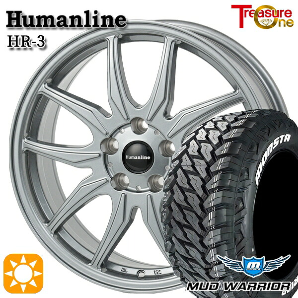 【取付対象】デリカD5 235/70R16 104/101Q LT RWL モンスタ マッドウォーリアー トレジャーワン ヒューマンライン HR3 ダークシルバー 16インチ 6.5J 5H114.3 サマータイヤホイールセット