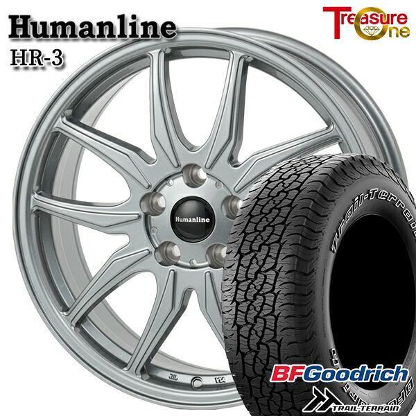【取付対象】40アルファード 225/65R17 102T ORWL BFグッドリッチ トレールテレーン トレジャーワン ヒューマンライン HR3 ダークシルバー トヨタ純正 平座ナット対応 17インチ 6.5J 5H120 サマータイヤホイールセット