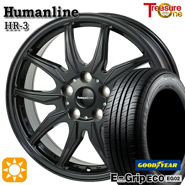 【取付対象】170シエンタ 185/60R15 84H グッドイヤー エフィシェントグリップ EG02 トレジャーワン ヒューマンライン HR3 ブラック 15インチ 6.0J 5H100 サマータイヤホイールセット