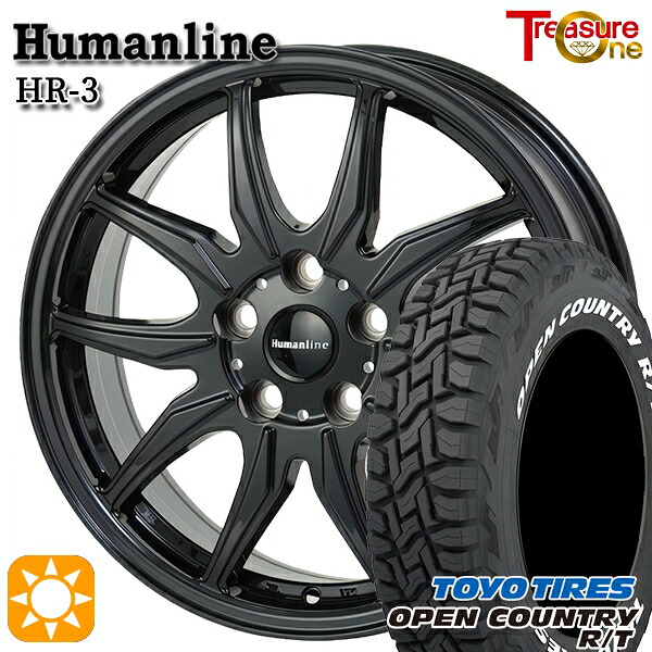 【取付対象】クラウンクロスオーバー 225/60R18 100Q トーヨー オープンカントリー R/T ホワイトレター トレジャーワン ヒューマンライン HR3 BK ※球面 M14ボルト対応 18インチ 7.0J 5H114.3 +40 サマータイヤホイールセット ｜格安タイヤホイールジャストパーツ