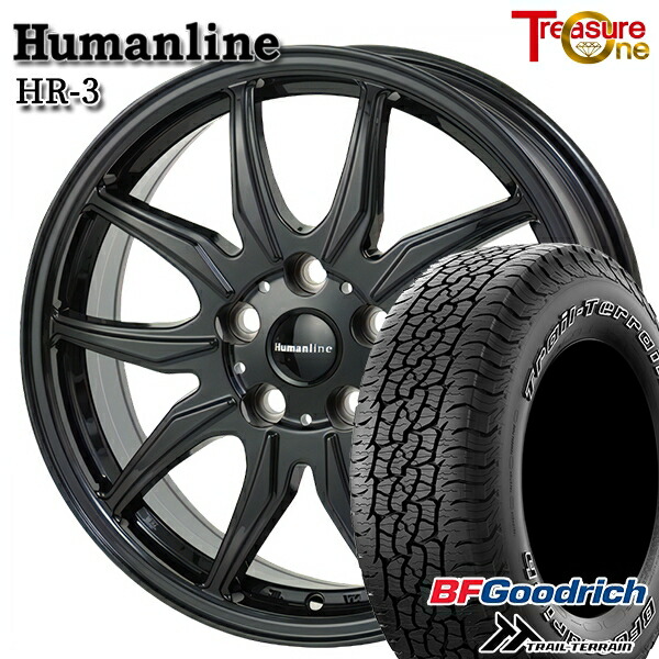 【取付対象】40アルファード 225/65R17 102T ORWL BFグッドリッチ トレールテレーン トレジャーワン ヒューマンライン HR3 ブラック トヨタ純正 平座ナット対応 17インチ 6.5J 5H120 サマータイヤホイールセット
