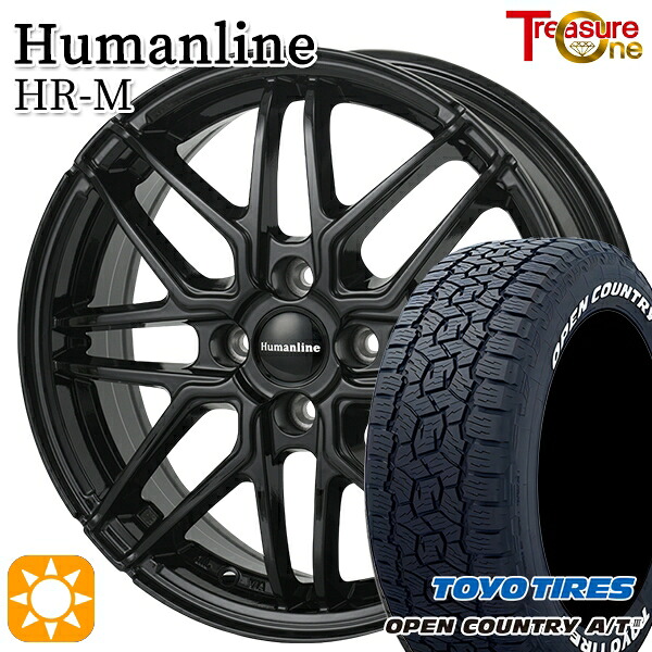 アゲ軽 165/80R14 97/95N LT トーヨー オープンカントリーA/T3 ホワイトレター トレジャーワン ヒューマンライン HRM BK 14インチ 4.5J 4H100+45 サマータイヤホイールセット｜格安タイヤホイールジャストパーツ
