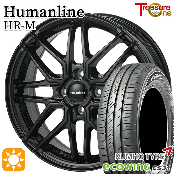 フィット アクア 175/70R14 84T クムホ エコウィング ES31 トレジャーワン ヒューマンライン HRM BK 14インチ 5.5J 4H100 サマータイヤホイールセット