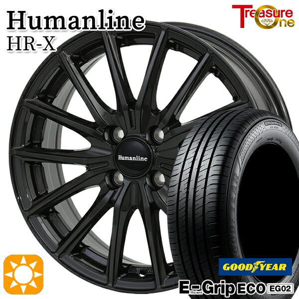 【取付対象】175/55R15 77V グッドイヤー エフィシェントグリップ EG02 トレジャーワン ヒューマンライン HRX TB 15インチ 5.5J 4H100 サマータイヤホイールセット