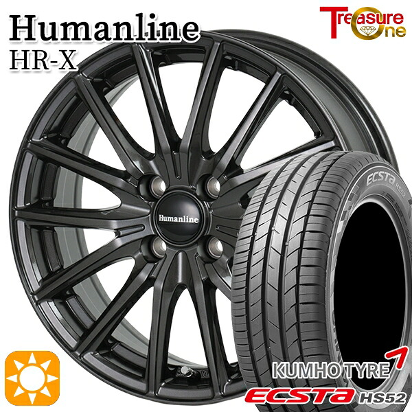 【取付対象】アクア クロスビー 185/55R16 83V クムホ エクスタ HS52 トレジャーワン ヒューマンライン HRX TB 16インチ 6.0J 4H100 サマータイヤホイールセット ｜格安タイヤホイールジャストパーツ