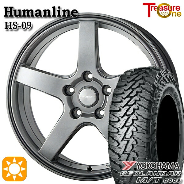 【取付対象】225/70R16 103S ヨコハマ ジオランダーM/T G003 トレジャーワン ヒューマンライン HS09 ダークグレー 16インチ 6.5J 5H114.3 サマータイヤホイールセット