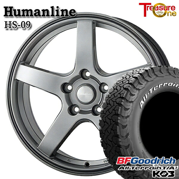 【取付対象】215/70R16 100/97S RWL BFグッドリッチ オールテレーン T/A KO3 トレジャーワン ヒューマンライン HS09 ダークグレー 16インチ 6.5J 5H114.3 サマータイヤホイールセット ｜格安タイヤホイールジャストパーツ