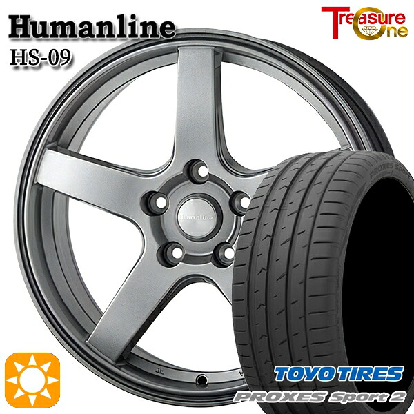 【取付対象】235/50R18 101Y XL トーヨー プロクセススポーツ2 トレジャーワン ヒューマンライン HS09 ダークグレー 18インチ 8.0J 5H114.3 サマータイヤホイールセット