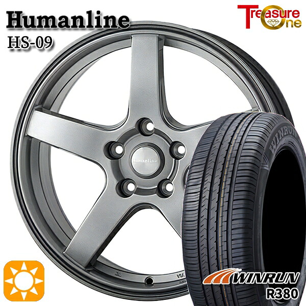【取付対象】セレナ ラフェスタ 195/60R16 89H ウィンラン R380 トレジャーワン ヒューマンライン HS09 ダークグレー 16インチ 6.5J 5H114.3 サマータイヤホイールセット |格安タイヤホイールジャストパーツ