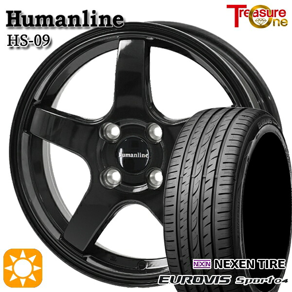 【取付対象】165/60R14 75H ロードストーン ユーロビズ Sport 04 トレジャーワン ヒューマンライン HS09 ブラック 14インチ 4.5J 4H100 サマータイヤホイールセット |格安タイヤホイールジャストパーツ
