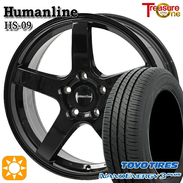【取付対象】195/55R16 87V トーヨー ナノエナジー3プラス トレジャーワン ヒューマンライン HS09 ブラック 16インチ 6.5J 5H100 サマータイヤホイールセット |格安タイヤホイールジャストパーツ