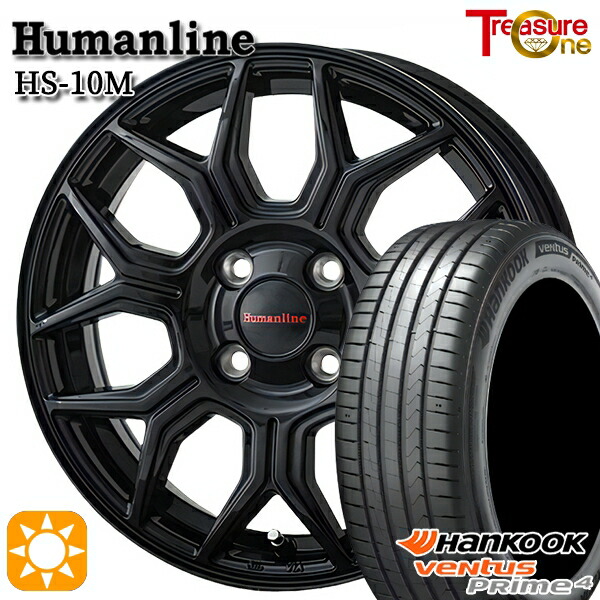【取付対象】195/65R16 92V ハンコック veNtus PRime4 K135 トレジャーワン ヒューマンライン HS10M ブラック 16インチ 6.5J 4H100 サマータイヤホイールセット