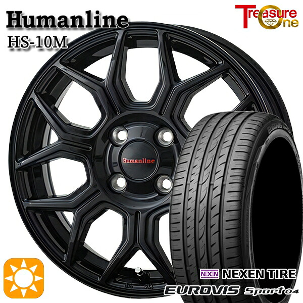 【取付対象】165/60R14 75H ロードストーン ユーロビズ Sport 04 トレジャーワン ヒューマンライン HS10M ブラック 14インチ 4.5J 4H100 サマータイヤホイールセット |格安タイヤホイールジャストパーツ