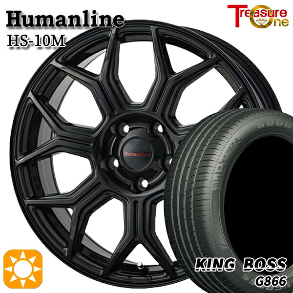 【取付対象】215/50R18 96W XL キングボス G866 トレジャーワン ヒューマンライン HS10M ブラック 18インチ 7.0J 5H114.3 サマータイヤホイールセット
