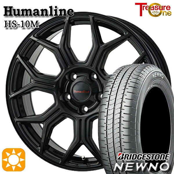 【取付対象】195/60R16 89H ブリヂストン ニューノ トレジャーワン ヒューマンライン HS10M ブラック 16インチ 6.5J 5H114.3 サマータイヤホイールセット