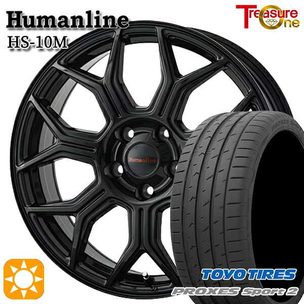 【取付対象】225/40R18 92Y XL トーヨー プロクセススポーツ2 トレジャーワン ヒューマンライン HS10M ブラック 18インチ 7.0J 5H114.3 サマータイヤホイールセット