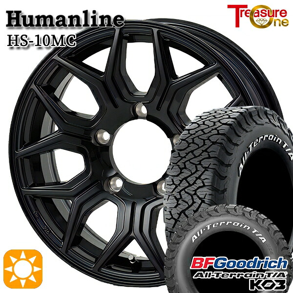 【取付対象】ジムニー 215/70R16 100/97S RWL BFグッドリッチ オールテレーン T/A KO3 トレジャーワン ヒューマンライン HS10MC ブラック 16インチ 5.5J 5H139.7 サマータイヤホイールセット