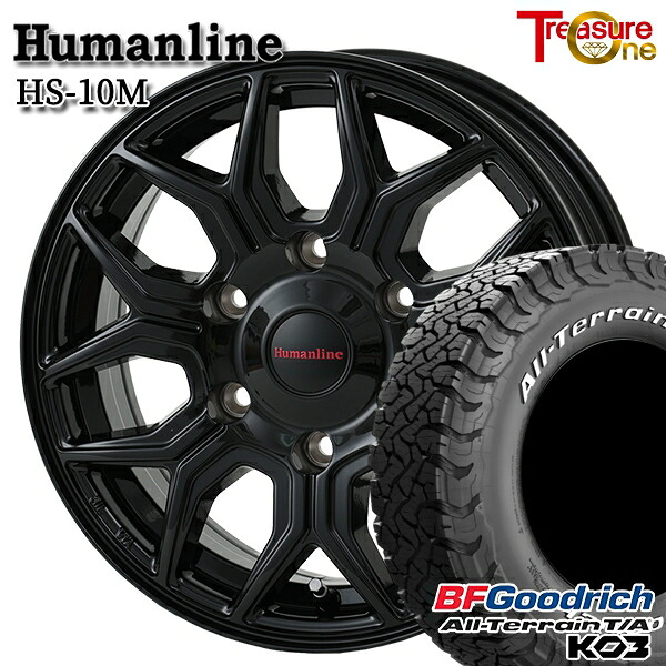 【取付対象】200系ハイエース 195/80R15 107S RWL BFグッドリッチ オールテレーン T/A KO3 トレジャーワン ヒューマンライン HS10MC ブラック 15インチ 6.0J 6H139.7 サマータイヤホイールセット ｜格安タイヤホイールジャストパーツ 63,195円