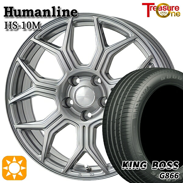 【取付対象】225/50R18 99W XL キングボス G866 トレジャーワン ヒューマンライン HS10M　ダークグレー 18インチ 7.0J 5H114.3 サマータイヤホイールセット