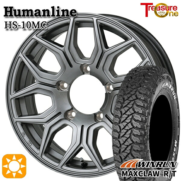 【取付対象】ジムニー 185/85R16 105/103N ウィンラン マックスクロウ R/T ホワイトレター トレジャーワン ヒューマンライン HS10MC ダークグレー 16インチ 5.5J 5H139.7 サマータイヤホイールセット