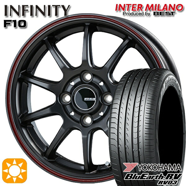 【取付対象】N-BOX ウェイク 165/55R15 75V ヨコハマ ブルーアース RV03 インターミラノ インフィニティ F10 MBK/FR 15インチ 4.5J 4H100 サマータイヤホイールセット