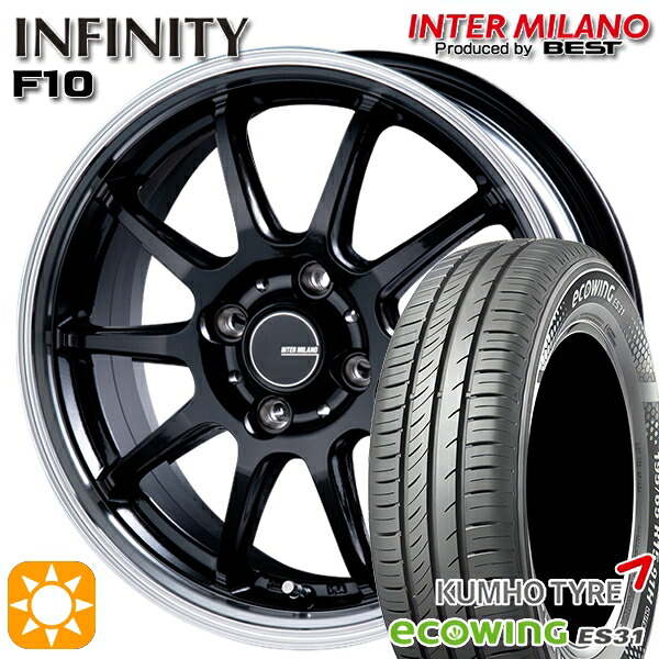 【取付対象】165/65R15 81H クムホ エコウィング ES31 インターミラノ インフィニティ F10 BK/RP 15インチ 4.5J 4H100 サマータイヤホイールセット