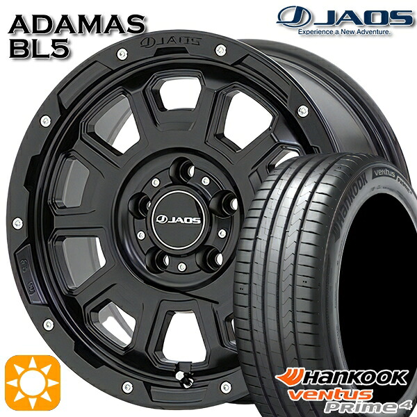 【取付対象】エクストレイル フォレスター 225/60R17 99V ハンコック veNtus PRime4 K135A ジャオス アダマス BL5 マットブラック 17インチ 7.5J 5H114.3 サマータイヤホイールセット