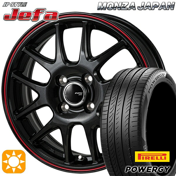 【取付対象】マツダ2 ノート 205/45R17 88W XL ピレリ パワジー モンツァ JPスタイル ジェファ パールブラック/レッドライン 17インチ 6.5J 4H100 サマータイヤホイールセット