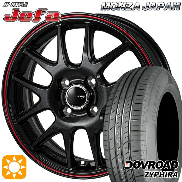 【取付対象】エブリィワゴン 165/60R14 75H DOVROAD ザイファイラ モンツァ JPスタイル ジェファ パールブラック/レッドライン 14インチ 4.5J 4H100 サマータイヤホイールセット