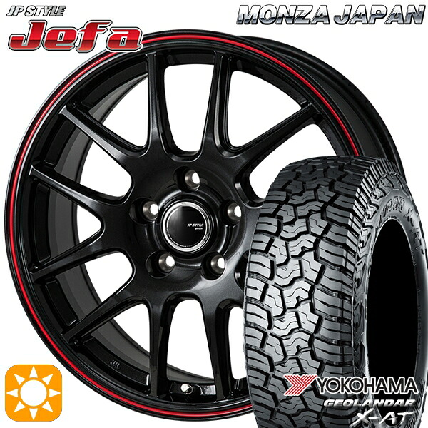【取付対象】デリカD5 LT215/70R16 100/97Q ヨコハマ ジオランダー X-AT G016 モンツァ JPスタイル ジェファ パールブラック/レッドライン 16インチ 6.5J 5H114.3 サマータイヤホイールセット 81,620円