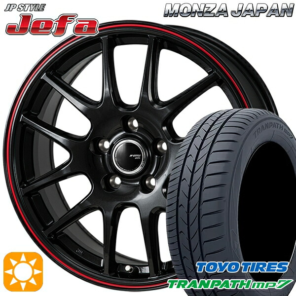 【取付対象】215/60R16 95H トーヨー トランパス mp7 モンツァ JPスタイル ジェファ パールブラック/レッドライン 16インチ 6.5J 5H114.3 サマータイヤホイールセット