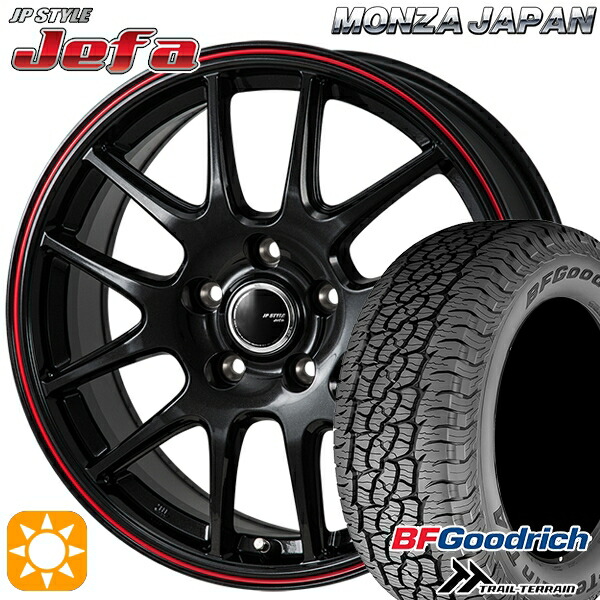 【取付対象】235/60R18 107H XL RBL BFグッドリッチ トレールテレーン モンツァ JPスタイル ジェファ パールブラック/レッドライン 18インチ 7.5J 5H114.3 サマータイヤホイールセット