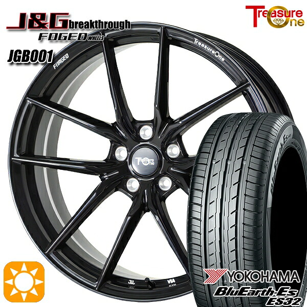 20アルファード 245/40R19 94W ヨコハマ ブルーアース ES32 トレジャーワン 鍛造 J&Gブレイクスルー JGB001 ブラック 19インチ 8.0J 5H114.3 サマータイヤホイールセット