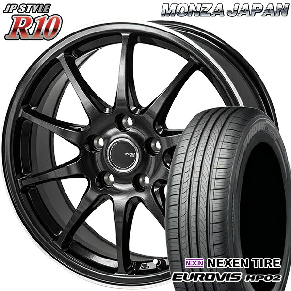 【取付対象】195/65R15 ネクセン ロードストーン ユーロビズ HP02 モンツァ JPスタイル R10 15インチ 6.0J 5H114.3 サマータイヤホイールセット