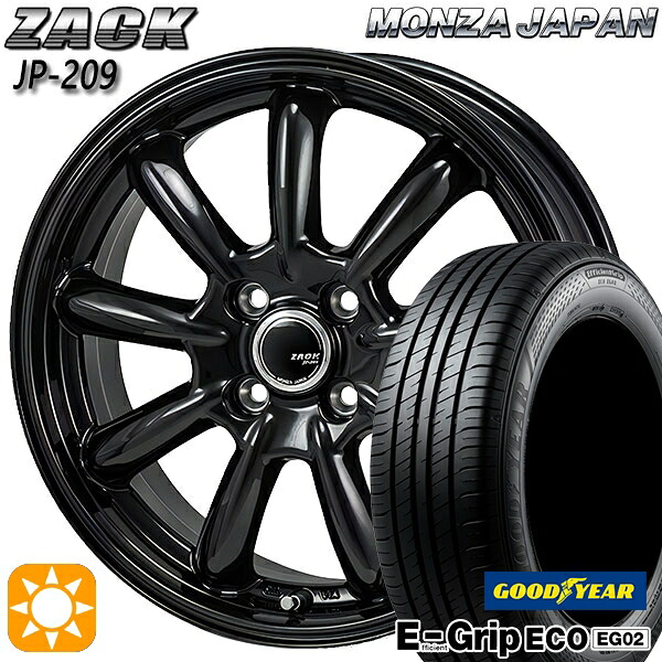 【取付対象】175/65R14 82S グッドイヤー エフィシェントグリップ EG02 モンツァ ザック JP209 グロスブラック 14インチ 5.5J 4H100 サマータイヤホイールセット |格安タイヤホイールジャストパーツ