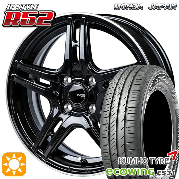 【取付対象】フィット アクア 185/60R15 84H クムホ エコウィング ES31 モンツァ JPスタイル R52 15インチ 5.5J 4H100 サマータイヤホイールセット