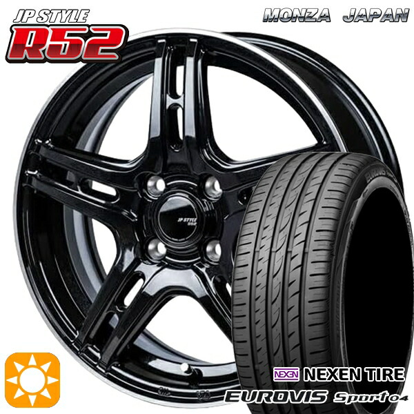 【取付対象】エブリィワゴン 165/60R14 75H ロードストーン ユーロビズ Sport 04 モンツァ JPスタイル R52 14インチ 4.5J 4H100 サマータイヤホイールセット