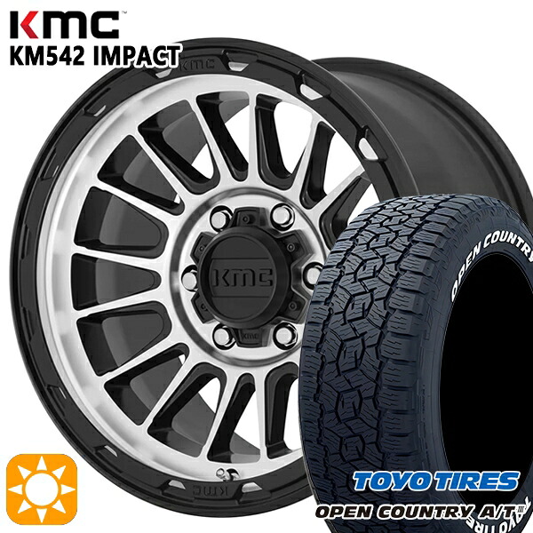 【取付対象】245/65R17 111H XL トーヨー オープンカントリーA/T3 ホワイトレター KMC KM542 IMPACT SATINBLACK MACHINED 17インチ 8.0J 5H114.3 サマータイヤホイールセット