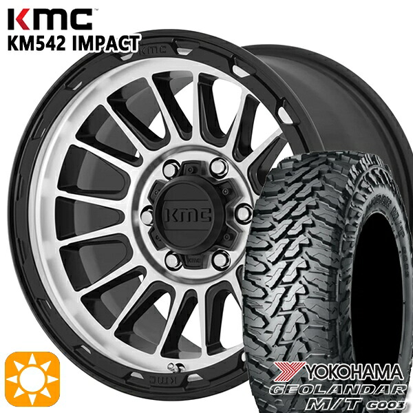 【取付対象】225/70R16 103S ヨコハマ ジオランダーM/T G003 KMC KM542 IMPACT SATINBLACK MACHINED 16インチ 7.0J 5H114.3 サマータイヤホイールセット |格安タイヤホイールジャストパーツ