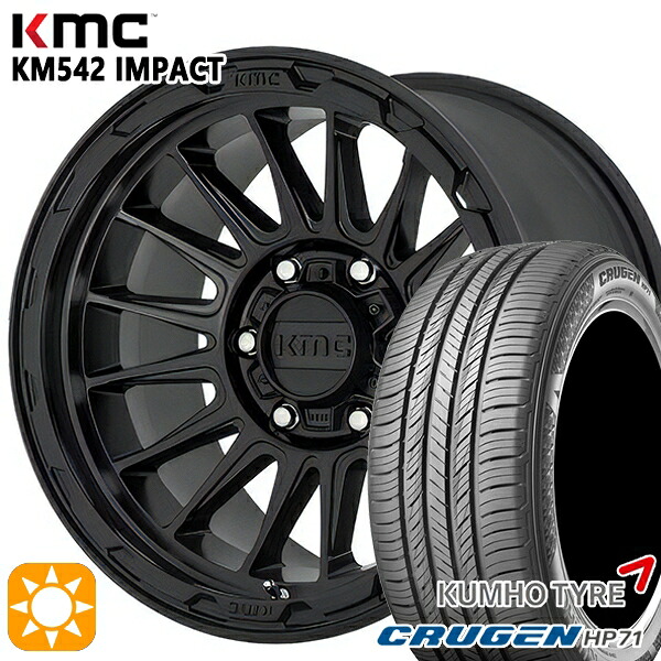 【取付対象】225/65R17 102V クムホ クルーゼン HP71 KMC KM542 IMPACT サテンブラック 17インチ 8.0J 5H114.3 サマータイヤホイールセット