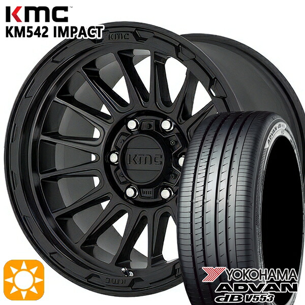 【取付対象】225/65R17 106V XL ヨコハマ アドバンデシベル V553 KMC KM542 IMPACT サテンブラック 17インチ 8.0J 5H114.3 サマータイヤホイールセット ｜格安タイヤホイールジャストパーツ